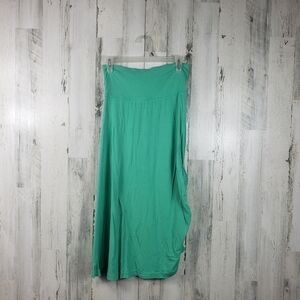 fresh produce mint green, ruched side maxi skirt women's size small